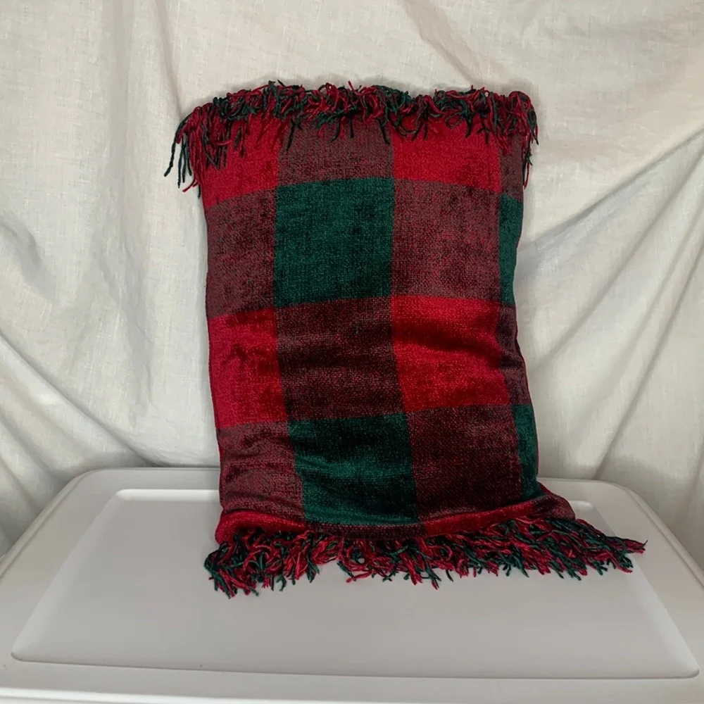 Christmas fringed pillow 18x12 very soft